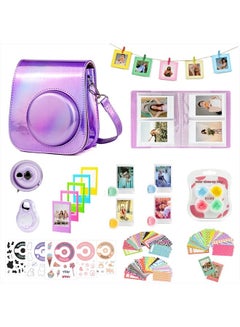 اشتري Accessories Kit for Fujifilm Instax Mini 11 Instant Camera Include Protective PU Leather Case & Instax Mini Album & Frames & DIY Sticker & Filter(Shiny Purple) في الامارات
