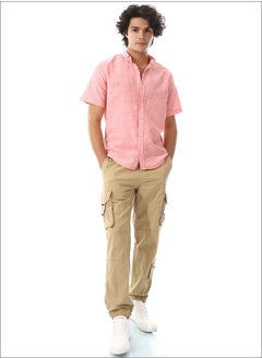 اشتري Solid Linen Short Sleeve Oxford Shirt _ Watermelon في مصر