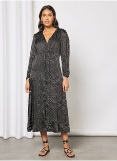 اشتري Dotted V-Neck Maxi Dress في الامارات