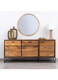 Buy Torringbo Sideboard With 3 Door 2 Drawer Solid Wood - Natural & Black in UAE