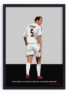 اشتري Zinedine Zidane Real Madrid Framed Poster 50x40cm - R9 Football Memorabilia, Wall Art, Soccer Collectible, Gift for Fans في الامارات