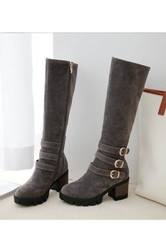 Buy Fashion Boots With High Heels Grey in Saudi Arabia