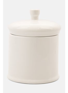 Buy Ceramic Cotton Jar With Lid, White in UAE