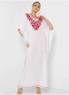 Buy Embroidered V-Neck Kaftan in UAE