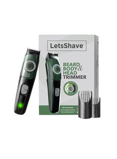 Buy LetsShave Beard Body & Head Trimmer for Men | 2 Combs Inside | 90 Min Runtime | Rechargeable & Waterproof | Full Body Trimmer | Suitable for Beard, Body and Head in UAE
