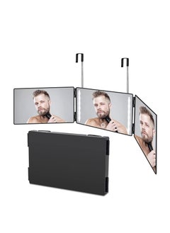 Buy LED Self Cut Mirror, 360° Barber Mirror for Men, USB with Height-Adjustable Telescopic Hook, Suitable for Haircut, Hairstyling, Shaving, Grooming, Hair Coloring and Makeup in UAE