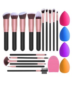Buy 16PCs Makeup Brushes Set multi-use with 4PCs Makeup Sponges and 1 Brush Cleaner - Premium Synthetic Brushes for Foundation, Blending, Face Powder, Eye Shadows - Professional Makeup Tools in UAE