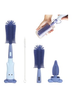 Buy Bottle Brush Baby Bottle Cleaning Brush 3 in 1 Silicone Long Handle Washing Brush Set Durable and Hygienic Cleaning Kit for Travel Kid Health Soft and Don't Scratch the Bottle Blue in Saudi Arabia