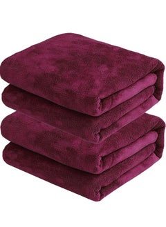 Buy 2-Piece Microfiber Bath Towel 70*140cm, Soft, Durable, Super Absorbent and Fast Drying Towel Wine Red in UAE