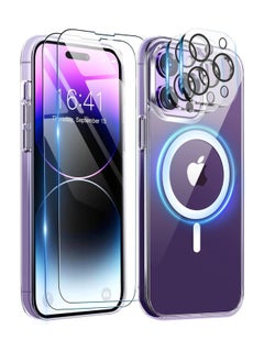 Buy [5 in 1] Magnetic Case Compatible with iPhone 16 Pro Max [Anti-Yellowing] [Fit for Magsafe] with Screen Protector (2 Pack) + Camera Lens Protector (2 Pack), Clear Case Cover in UAE