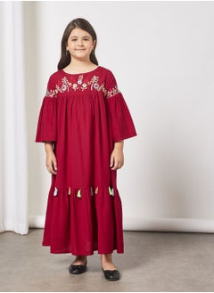 Buy Kids Embroidered Tassel Detail Jalabiya in UAE