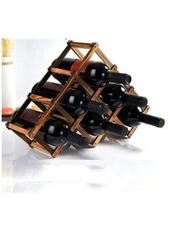 Buy 6 Bottles Foldable Wooden Wine Rack Free Standing Brown in UAE