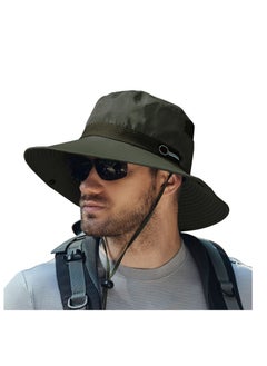 اشتري Men Sun Hat UV Protection Wide Brim Summer Hat Waterproof Breathable Fishing Hat Foldable Outdoor Cap Size:L في السعودية