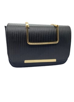 Buy Luxury women's leather bag, black color, with golden metal arms and hands in Egypt