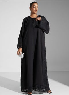 Buy Embellished Lace Detail  Abaya in Saudi Arabia