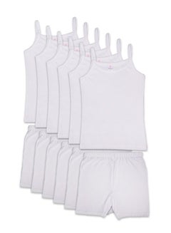 Buy 6 - Sets Cotton Camisole and Short Underwear Girls Set White in UAE