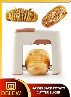 Buy Hasselback Potato Cutter Terracotta Vegetables Fruit Slicer Utensil For Home Kitchen Use in UAE