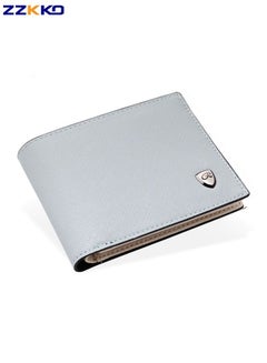 Buy New Men's Fashion Solid Color PU Wallet Simple Foldable Thin Large Capacity Card Holder With Zipper Coin Purse Grey in Saudi Arabia