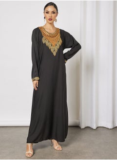 Buy Abaya With Contrasting Embroidery in UAE