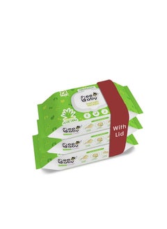 Buy Fresh Baby Wet Wipes With Plastic Lid Contains Aloe Vera Vitamin E & Anti Bacterial Ingredients. Ideal For Cleaning & Moisturising Newborn. 3 Pack Of 72 Wipes in UAE