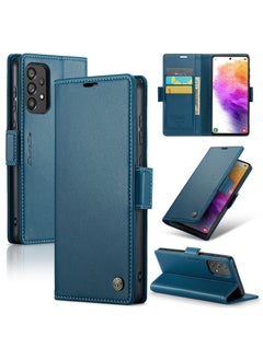 Buy CaseMe Flip Wallet Case For Samsung Galaxy A73 5G RFID Blocking PU Leather Wallet Flip Folio Case with Card Holder Kickstand Shockproof Phone Cover - Blue in Egypt