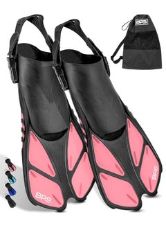 اشتري Swim Fins Open Toe And Open Heel Design For Free Diving Snorkeling Scuba Diving Adjustable Swim Flippers For Kids And Adults Unisex Comes With Mesh Bag (Pink L / Xl) في الامارات