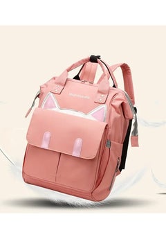 Buy Large Capacity Mommy Backpack - Durable Polyester, Multi-Function Diaper & Youngsters Supplies Organizer with Practical Pockets Pink Color in UAE