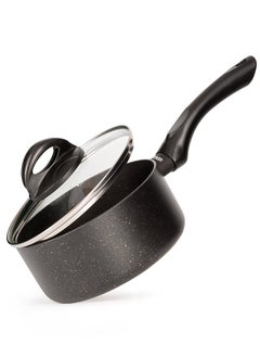 اشتري Saucepan with Glass Lid 1.5L, TouchStone Non-Stick Coating Aluminum Saucepan 16x8cm Forde Series في الامارات