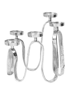 Buy Tone 5-Pillar Candle Holder, Silver - 41x25 cm in UAE