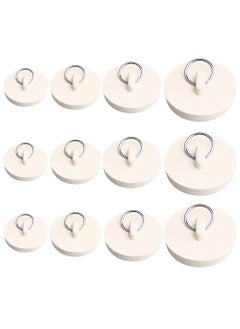 اشتري 12-pcs Bath Plugs,Sink Plug Rubber Drain Stopper Kitchen Sink Plug with Hanging Ring for Bathtub,Bathroom (4 Sizes) في السعودية