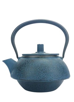 Buy Cast Iron Teapot Coated with Enameled Interior With Stainless Steel Infuser Tea Kettle 1.0 Liter Blue in UAE