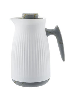 Buy Plastic Coffee/Tea Flask With Soft Touch Handle & Lid 0.7 Liter White/Grey in Saudi Arabia