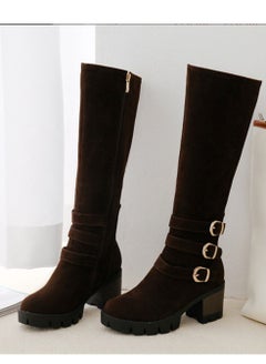 Buy Fashion Boots With High Heels Brown in Saudi Arabia