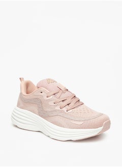 Buy Women's Mesh Detail Walking Shoes with Lace-Up Closure in UAE