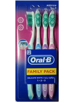 Buy 0ral-B Delicate White Medium Family Manual Toothbrushes – Multi-Colored – Pack of 4 in Egypt