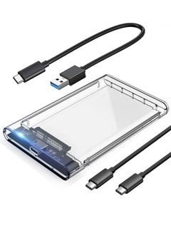 اشتري 2.5" Hard Drive Enclosure Tool Free, USB C 3.1 Gen 2 to SATA III 6Gbps External Enclosure for 2.5inch 7mm 9.5mm SSD HDD, UASP Supported 2 Cables included في الامارات