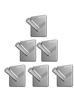 Buy Stainless Steel Wall Hooks Heavy Duty Self Adhesive Door Hooks for Hanging Clothes Towels and More Waterproof and Rustproof, Set of 6 in UAE