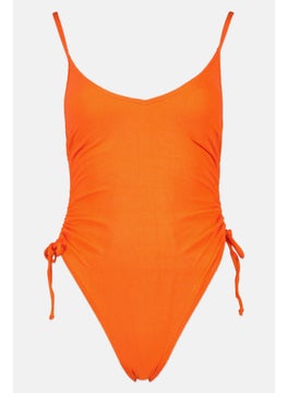 Buy Women Plain One Piece Swimwear, Orange in UAE