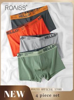 Buy Men's Boxers 4 Pack Set Trend Men's Teenage Boys Underwear Short Briefs High Elastic Classic Underwear in Saudi Arabia