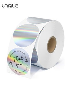 Buy 2Inch Circle Holographic Thermal Label Stickers, Round Printable Rainbow Glitter Thermal Printer Sticker Labels for Gift Wrapping, Self-Adhesive Name Price Tag DIY Custom Logo Design（300 labels) in UAE