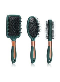 Buy Hair Brush Set, 3pcs Hair Brush Comb with Detangling Nylon Pins, Cushion Hair Combs for Women, Men, Kids in Saudi Arabia