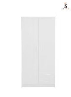 Buy 2 Door Wooden Wardrobe Cabinet , Cupboard Engineered Wood Perfect Modern Stylish Heavy Duty White Color. in UAE