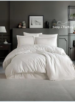 Buy 7-Piece Hotel Style White Striped Comforter Set in Saudi Arabia