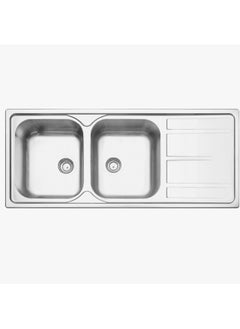 Buy 116 x 50 cm Marea 2C 34 Plus stainless steel double inset sink with satin finish, Made In BRAZIL in UAE