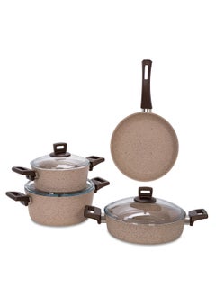 Buy Cookware Set 7 pieces - Pots and Pans Non Stick Coating Cooking Set Pots in UAE