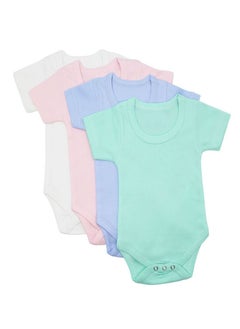 Buy 4pcs of Unisex Baby Romper soft cotton fabric Short Sleeve in UAE