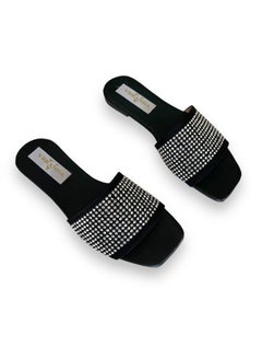 Buy Flat Slipper With Straps On The Front-BLACK in Egypt