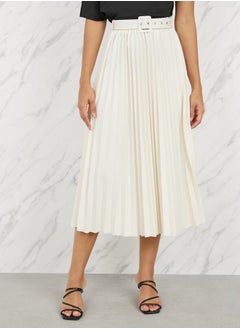 Buy Pleated Belted A-Line Midi Skirt in Saudi Arabia