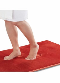 اشتري Memory Foam Bath Mat Non-Slip Absorbent Super Cozy Velvet Bathroom Rug Carpet, Thick Coral Fleece Slow Rebound Carpet Foot (20 Inches X 32 Inches, Red) في السعودية