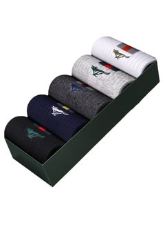 اشتري 5 Pairs Of Boxed Men's Casual Breathable Sports Style Mid Length Socks في الامارات